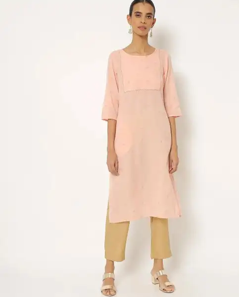 I Love Legacy Women's Textured Straight Kurta with Pants
